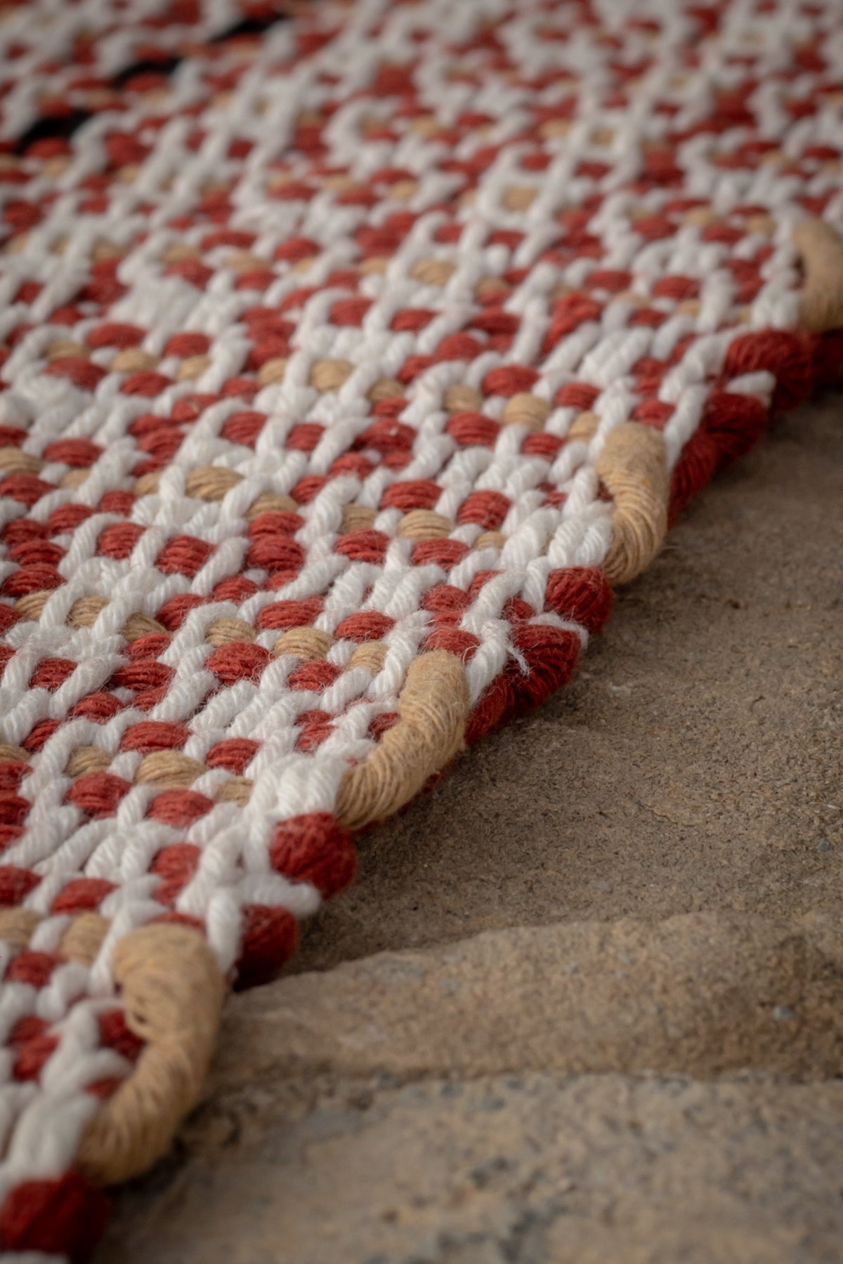 Líneas Terracota — Alfombra de algodón tejida a mano