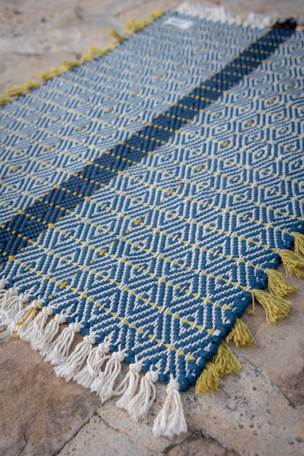 Pistachio Fringe — Small Handwoven Cotton Rug